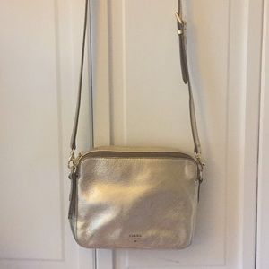 Fossil cross body purse gold lame